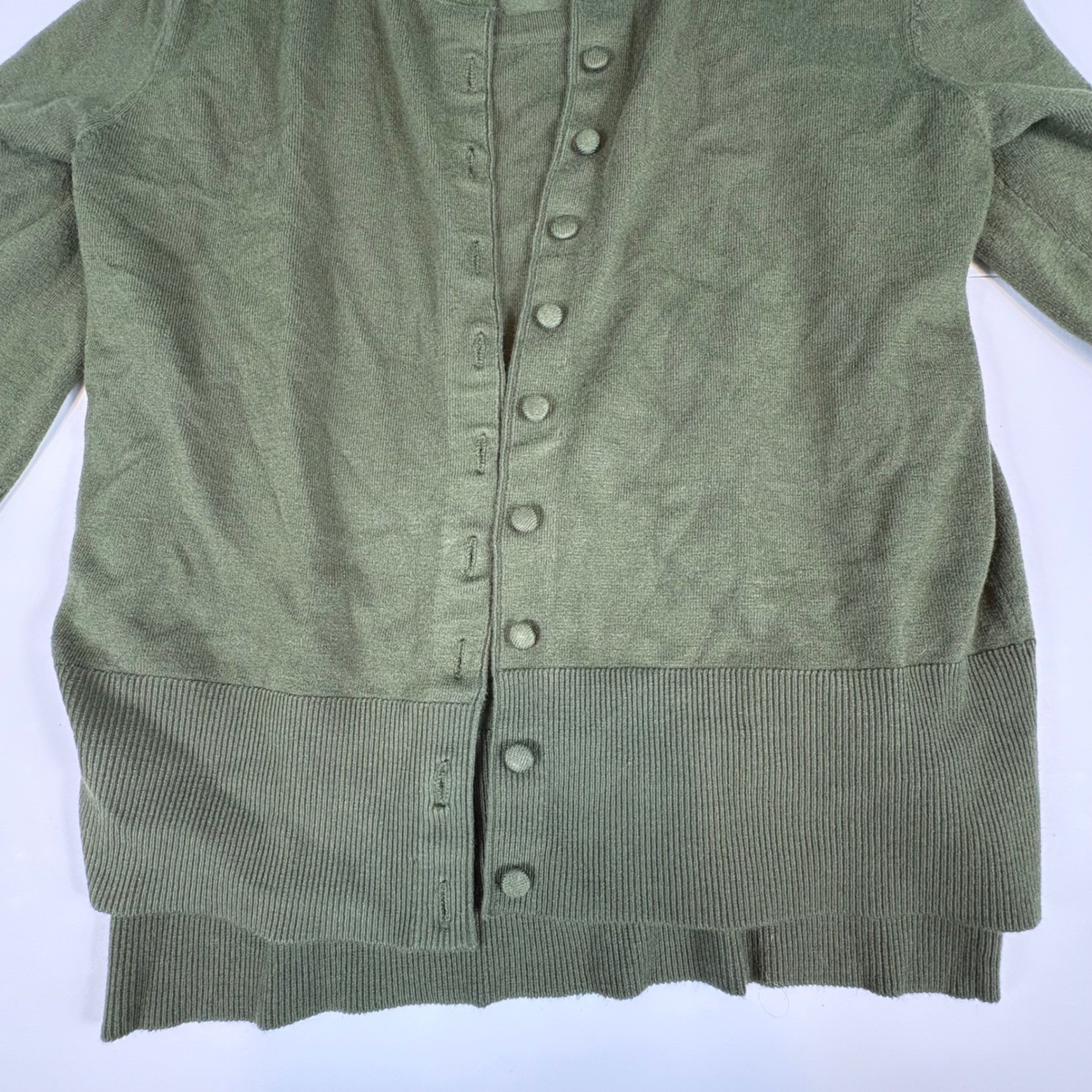 Grace Elements Petite Olive Green Button Down 3/4… - image 2