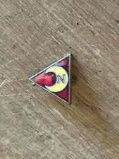 Crescent Moon "N" Lapel Pin Tiny Triangle Enamel Small Malonic Unsure Vtg Help