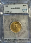 1986 Gold American Quarter Eagle $10  ICG MS 69 1st year