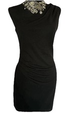 Women’s Bodycon Dress Size Medium Black One Sleeve With Detached Necklace