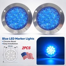 2pcs 4 For Trailer Semi Truck Round 16 Led Tail Lights Rear Brake Reverse Lamp