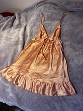 Victoria  s Secret Angel Pink Satin Baby Doll Slip Dress Size L