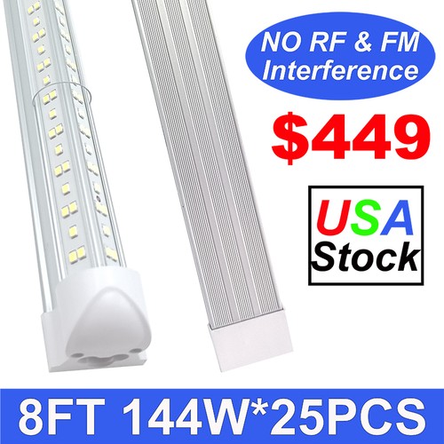 25PACK T8 LED Garage Light T8 8FT Linkable Shop Light Fixture No RF FM ...