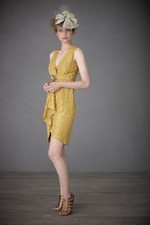 BHLDN SILK YELLOW TETHERED DOTS DRESS SIZE 6 NWOT