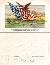 Vintage Patriotic Eagle Flag Postcard Made in USA Patriotic Series No 232 Unused