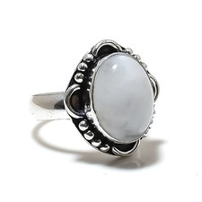 Rainbow Moonstone Gemstone Handmade 925 Sterling Silver Jewelry Ring Size 5 M320