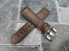 22mm Grain Leather Strap Brown Watch Band with OEM MONTBLANC Buckle BK Stitch x1