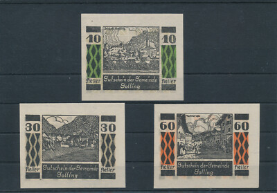 Austria / Österreich Notgeld / Gemeinde Golling - 10+30+60 Heller 1920
