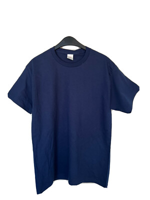 LOT OF 3 Hanes Men's 100% Cotton  Heavyweight Crew neck T-Shirt -Med -Blue-New