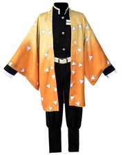 Demon Slayer Kimetsu no Yaiba Cosplay Costume Agatsuma Zenitsu Kimono Outfit