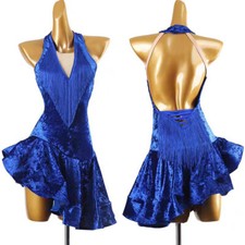 Custom Made Latin Rumba Velvet Performance Tassels Dance Dress Ballroom Show