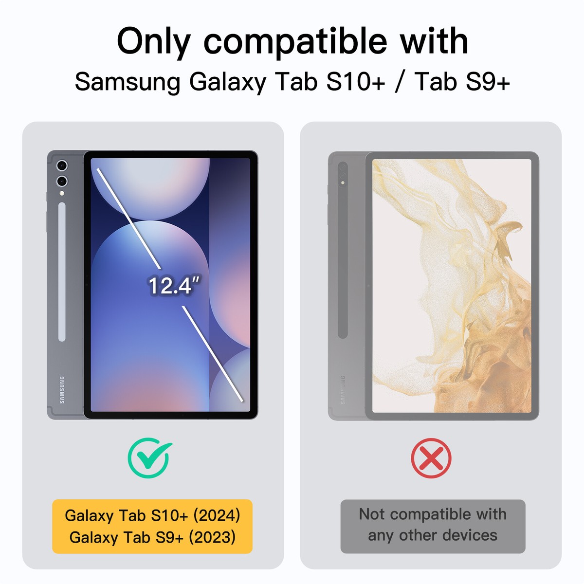 Case for Samsung Galaxy Tab S10 Plus/Tab S9 Plus 12.4-Inch with S