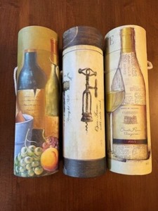 Wine Champagne Round Box Cylindrical Tube Cardboard 3 Containers 12.75" Height
