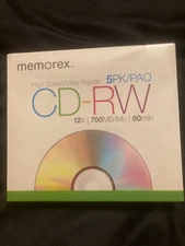 Memorex High Speed CD-RW 5 Pack Rewritable 700MB 80min At 12x Speed New Sealed