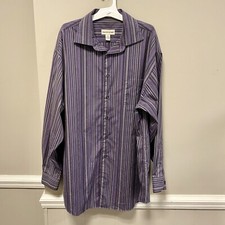Pronto Uomo Sz XL Purple Stripe Dress Shirt EUC Non Iron