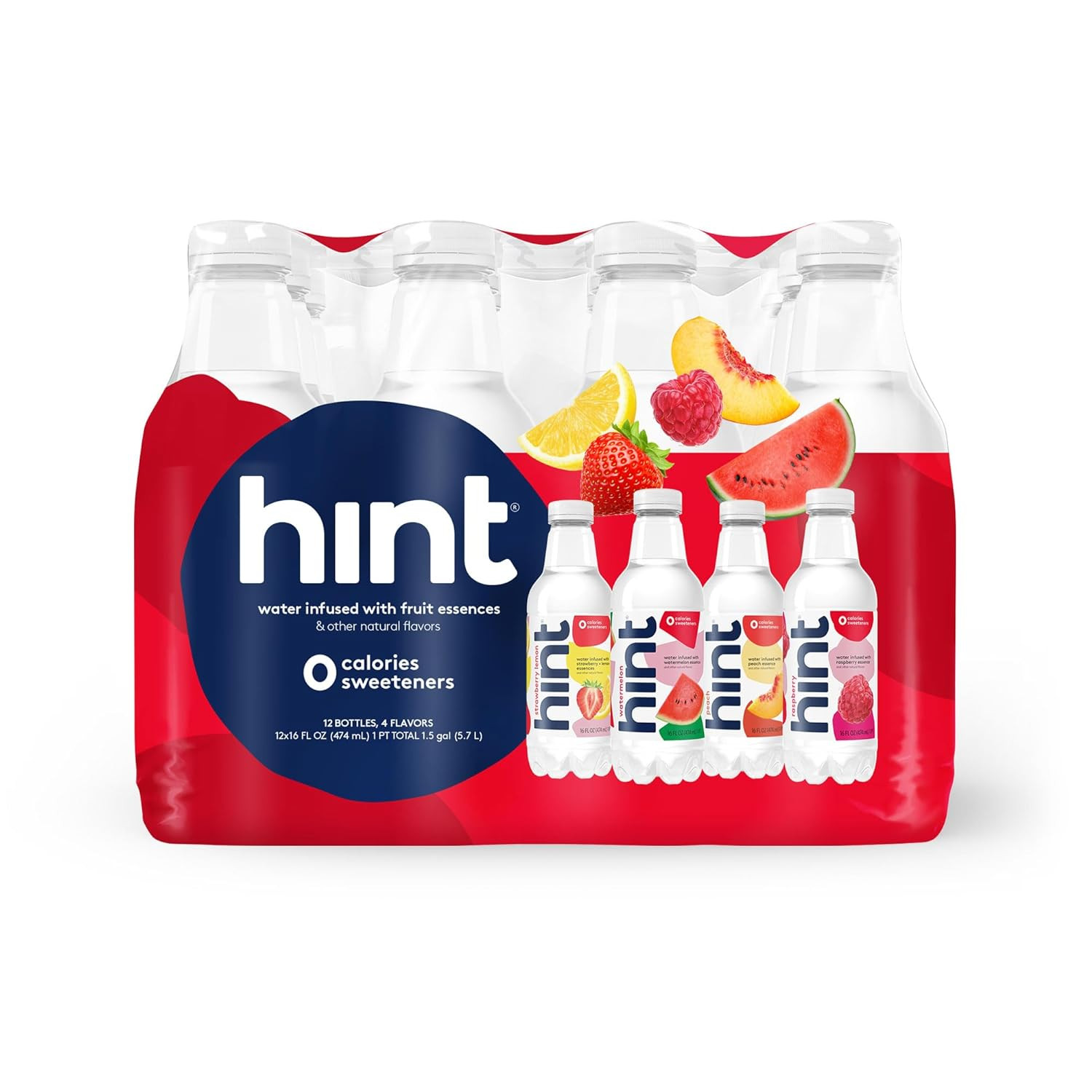 Hint Water Red Variety Pack 16 Fl Oz (Pack of 12)