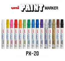 Uni-ball Paint Markers Pens Blue Black Green Medium Permanent PX-20 All Surfaces