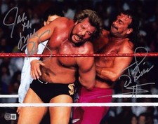 Million Dollar Man Ted DiBiase Jake Roberts Signed WWE 11x14 Photo BAS COA Snake