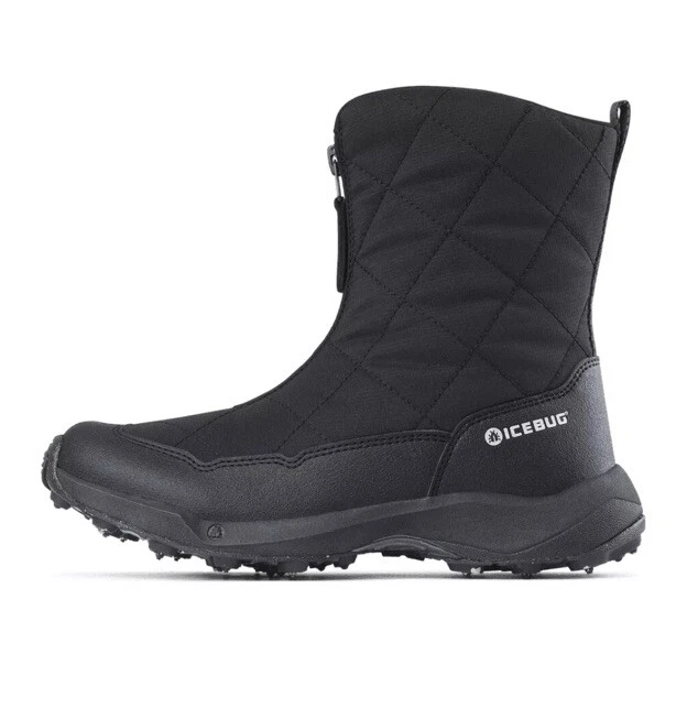 New ICEBUG Ivalo4 Men BUGrip Black Snow Boots Sz 8 Lightweight Warm Zipper