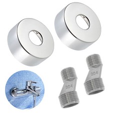 Bathroom Bar Shower Filler Kit CRANKED Elbows incl Cover Plates Chrome