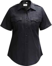 NEW FLYING CROSS WOMENS X06010 FR FIREWEAR SHORT SLEEVE SHIRT NAVY SIZE 34