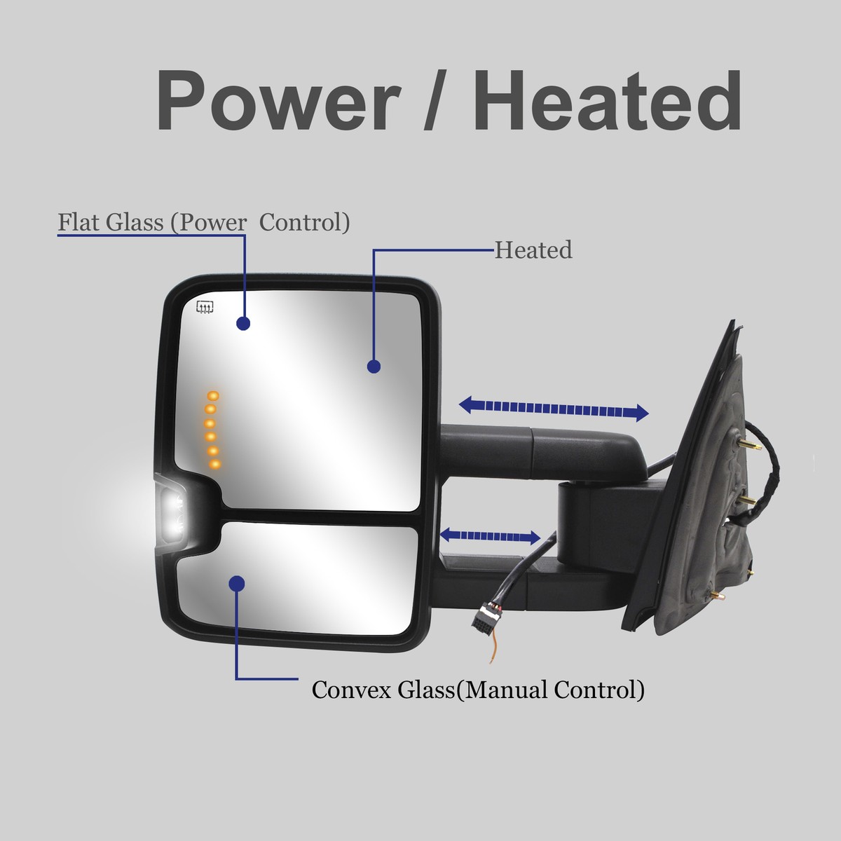 Hoods For Chevrolet Silverado 1500 Driver Side Chrome Heated Mirror For 2014-2018 Chevy Silverado 1500 - Manual Fold, Power Adjust Chevy Silverado 1500 Mirror - Foto 4