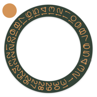 Dark Hunter Green Background Ochre Brown Font Date Wheel for 35 NH36