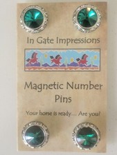 Emerald Magnetic number pins horse show number magnet holders Rivoli Crystals