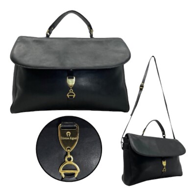 90s Etienne Aigner クロコ型押し レザー ボストンバッグ Vintage 90s 00s ETIENNE AIGNER XL Soft Leather Briefcase Messenger