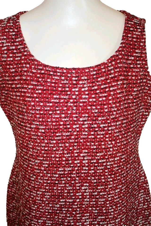 St John Collection Red Sheath Dress Boucle Tweed Size 12 Excellent Condition! - Image 2 of 4