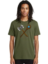 Crossed-Battle-Axe-And-Mace-1 Mens Graphic Tee, 100% Cotton, Casual Summer Wear