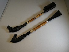 Vintage Horse Head Shoe Horn Shine Brush Bamboo Handles Equestrian Decor Theme