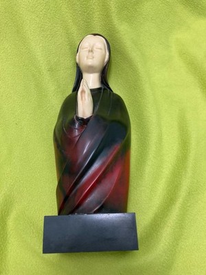 Vintage 1980s Gino Ruggeri Alabaster-Onyx Sculpture Praying Madonna Signed