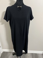 Talbots Women’s 1X Black Dress Short Sleeve Cotton Lightweight Dress