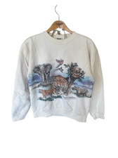 Vintage Busch Gardens Sweatshirt Medium M White Animals Extinction is Forever 90