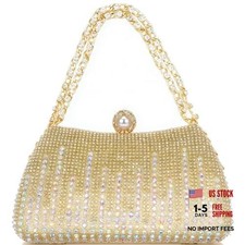 2026 Sparkly Rhinestones Clutch Purses for Women 3d Crystal Evening Bags Gold