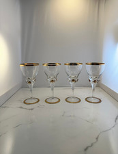 Set of 4- Golden Suszy Czechoslovaria 6.75" Wine Glasses- Gold Ball Stemware 