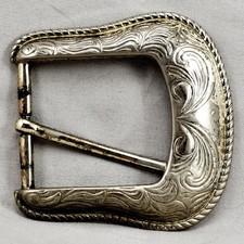 Vintage Belt Buckle Pin Buckle Western Filigree Engraved Etched Gift