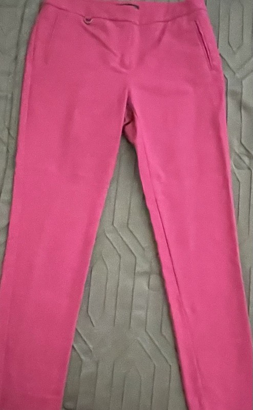 Adrianna Papell Women's Cropped Straight Leg Pant Size 6 Pink Mid Rise