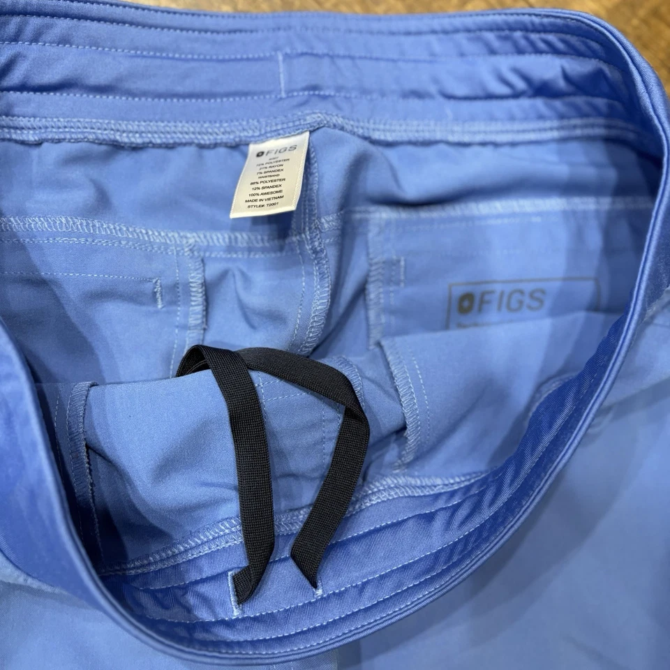 Figs Men’s Axim Ceil Blue Scrub Pants Straight Leg Drawstring Cargo Pockets L - Image 3 of 4