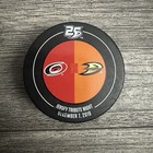 Anaheim Ducks Used Warm Up Puck Vs Hurricanes Stadium Series Jersey 25th Tin Can — photo 2