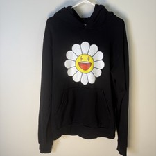 J Balvin Blanco X Takashi Murakami Flower Hoodie Black Size Medium Made USA