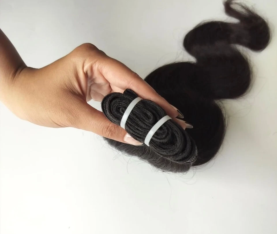 Extensiones de cabello humano trama onda corporal indio 20-28 pulgadas 110 gm por paquete Foto 3 de 3