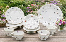 TEESERVICE Edelstein Bavaria AGATHE 13tlg SERVICE 4 Gedecke Blumendekor Goldrand