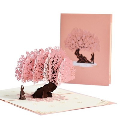 3D for Up Couple Peach Blossom Greeting Card Vlanetines Day Cards with Envel