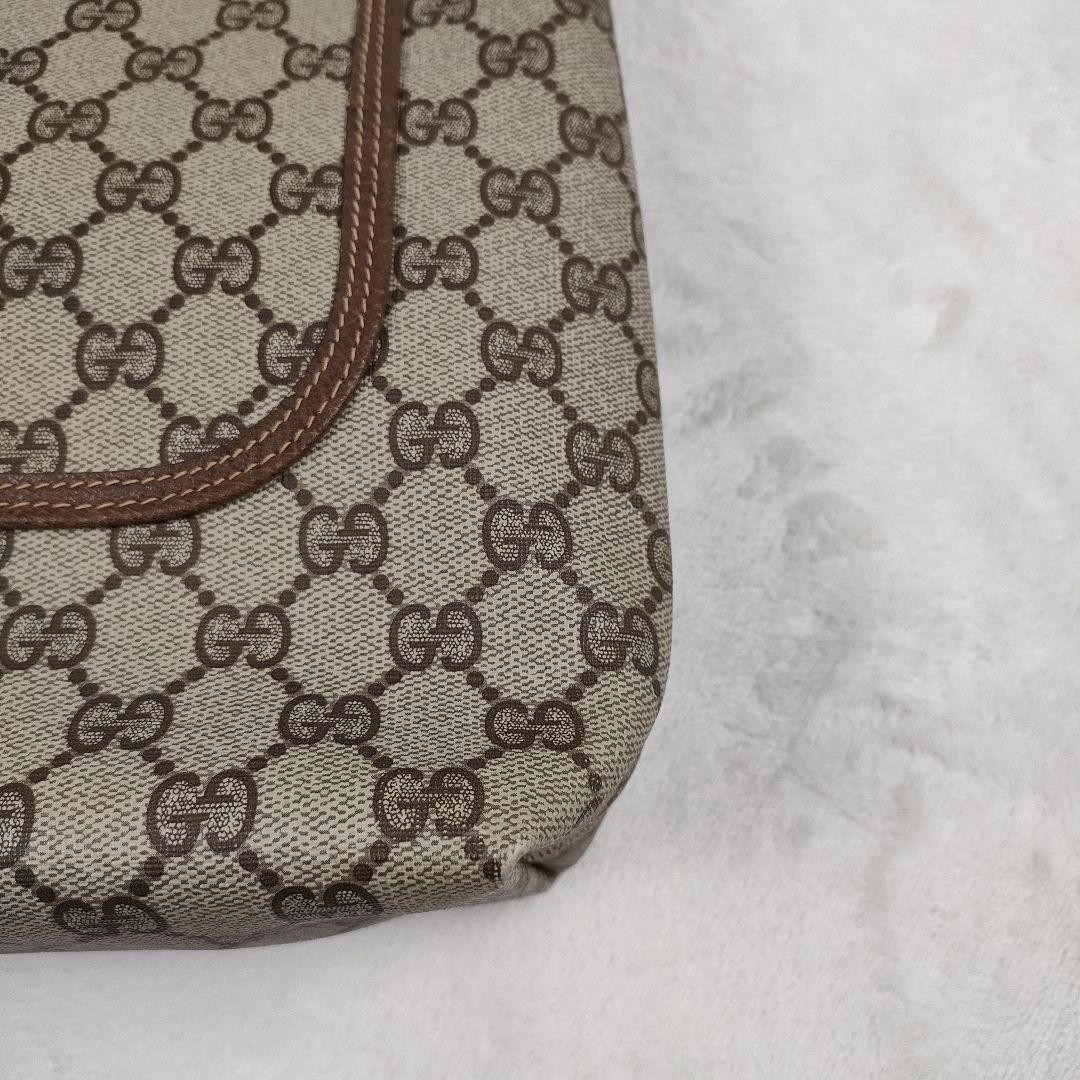 GUCCI Vintage Sherry Line Tote Bag Beige Brown PVC Leather 35cm EX thumbnail 12