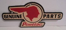 Pontiac Genuine Parts 8” Porcelain Sign Right Facing Indian Head Enamel Dealer