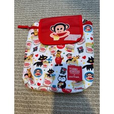 Mini zaino Paul Frank x Cup Noodles Julius Monkey Ramen rosso bianco nuovo con etichette