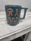 Vintage Frankoma King Ranch Mug Green Cowboy Western Cattle Brand