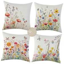 Outdoor Waterproof Throw Pillow Covers 18x18 Set of 4 Spring Colorful Flower